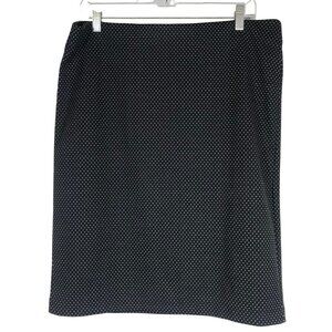LOFT - WOMEN'S LARGE -BLACK W/ WHITE POLKA DOTS POLYESTER PULL-ON SKIRT